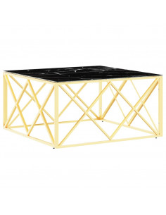 Tavolino da Salotto Oro 80x80x40 cm in Acciaio Inox e Vetro 2