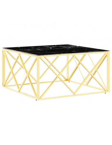Tavolino da Salotto Oro 80x80x40 cm in Acciaio Inox e Vetro