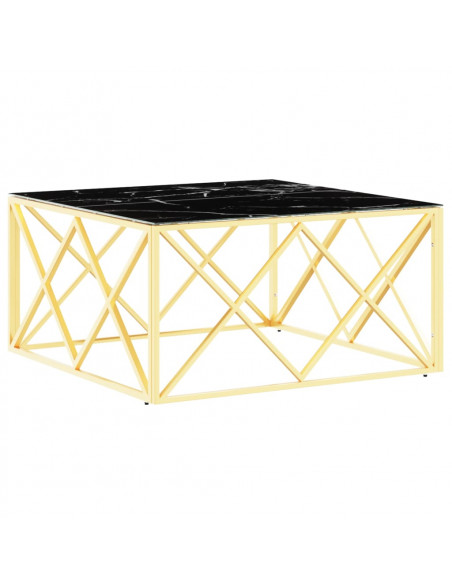 Tavolino da Salotto Oro 80x80x40 cm in Acciaio Inox e Vetro