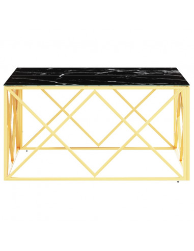 Tavolino da Salotto Oro 80x80x40 cm in Acciaio Inox e Vetro