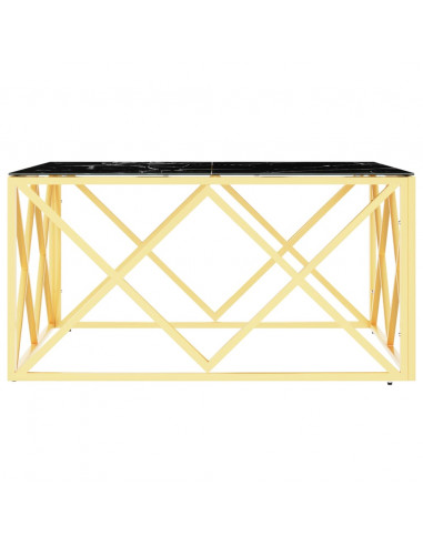 Tavolino da Salotto Oro 80x80x40 cm in Acciaio Inox e Vetro