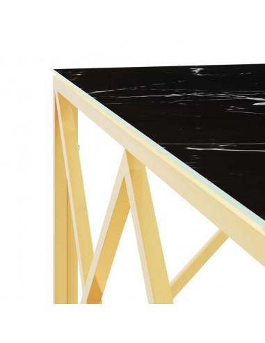 Tavolino da Salotto Oro 80x80x40 cm in Acciaio Inox e Vetro