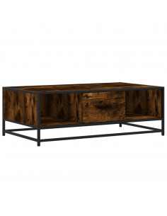 Tavolino Rovere Fumo 100x57x35cm in Legno Multistrato e Metallo 2