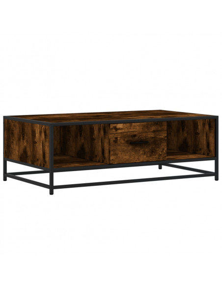 Tavolino Rovere Fumo 100x57x35cm in Legno Multistrato e Metallo