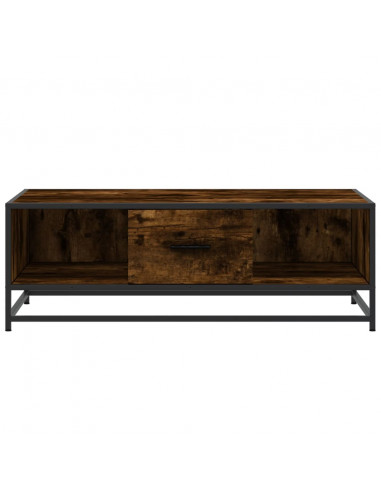 Tavolino Rovere Fumo 100x57x35cm in Legno Multistrato e Metallo