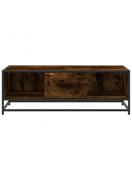 Tavolino Rovere Fumo 100x57x35cm in Legno Multistrato e Metallo