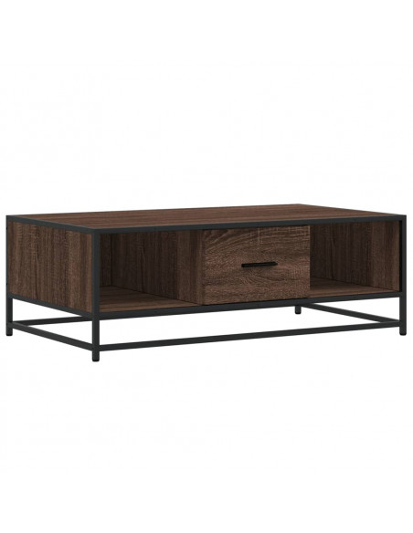Tavolino Rovere Marrone 100x57x35 cm Legno Multistrato Metallo