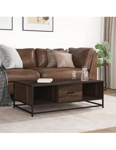 Tavolino Rovere Marrone 100x57x35 cm Legno Multistrato Metallo