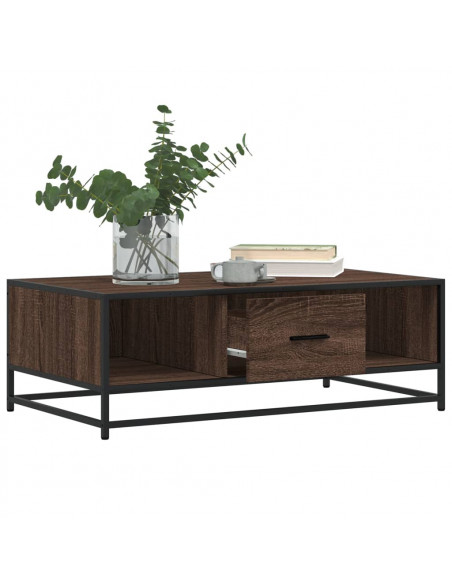 Tavolino Rovere Marrone 100x57x35 cm Legno Multistrato Metallo