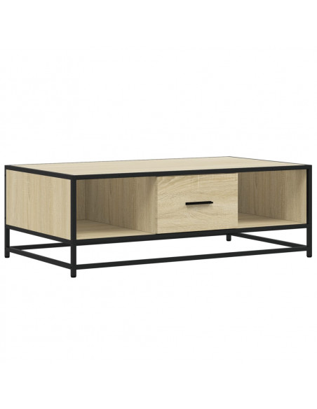 Tavolino Rovere Sonoma 100x57x35 cm Legno Multistrato Metallo