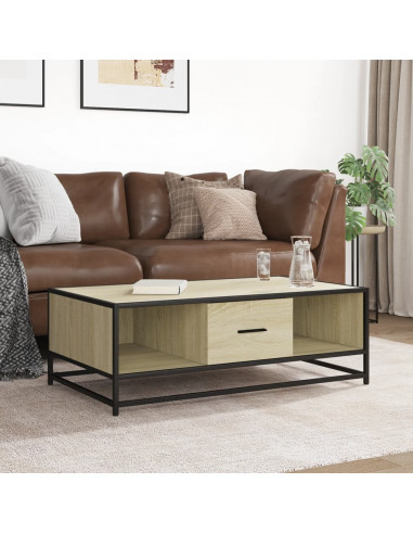 Tavolino Rovere Sonoma 100x57x35 cm Legno Multistrato Metallo