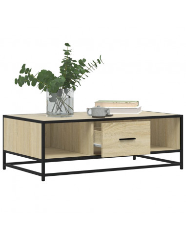 Tavolino Rovere Sonoma 100x57x35 cm Legno Multistrato Metallo