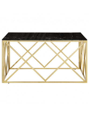 Tavolino Salotto Dorato Acciaio Inossidabile e Vetro Temperato