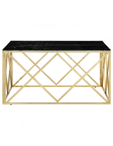 Tavolino Salotto Dorato Acciaio Inossidabile e Vetro Temperato