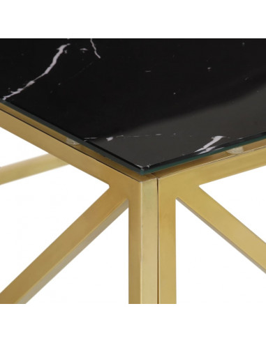 Tavolino Salotto Dorato Acciaio Inossidabile e Vetro Temperato