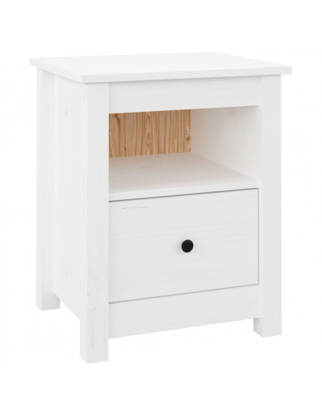 Comodini 2 pz Bianchi 40x35x49 cm in Legno Massello di Pino