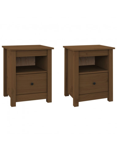 Comodini 2 pz Miele 40x35x49 cm in Legno Massello di Pino