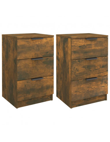 Comodini 2 pz Rovere Fumo 40x36x65 cm