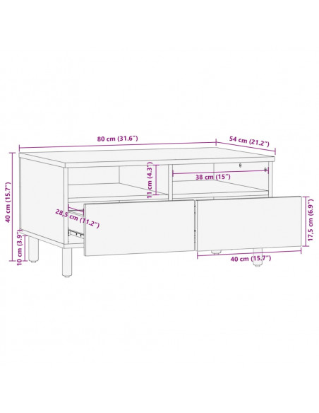 Tavolino da Salotto Nero 80x54x40 cm in Legno Multistrato