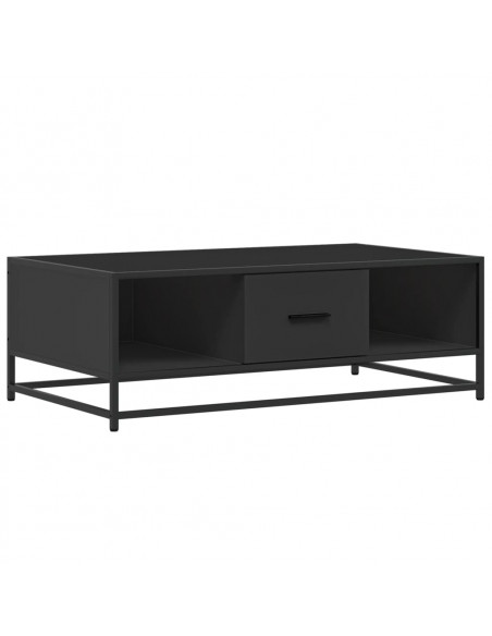Tavolino Salotto Nero 100x57x35 cm in Truciolato e Metallo
