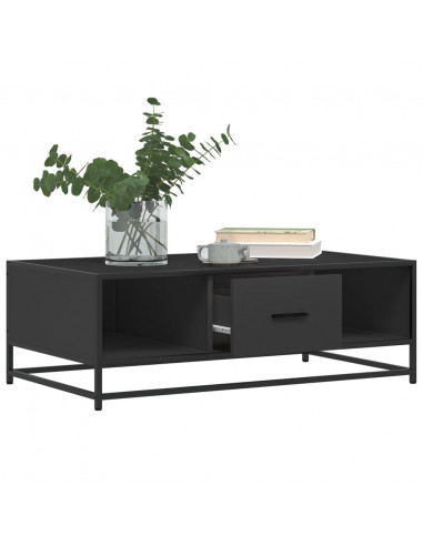 Tavolino Salotto Nero 100x57x35 cm in Truciolato e Metallo