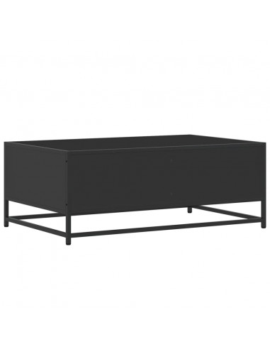 Tavolino Salotto Nero 90x57x35 cm in Truciolato e Metallo