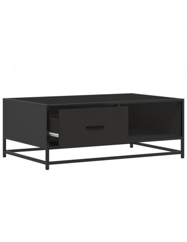 Tavolino Salotto Nero 90x57x35 cm in Truciolato e Metallo