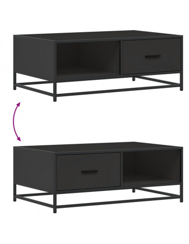 Tavolino Salotto Nero 90x57x35 cm in Truciolato e Metallo