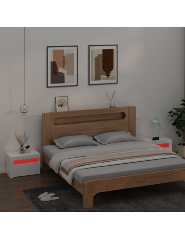 Comodini 2 pz con LED Bianchi 60x35x40 cm