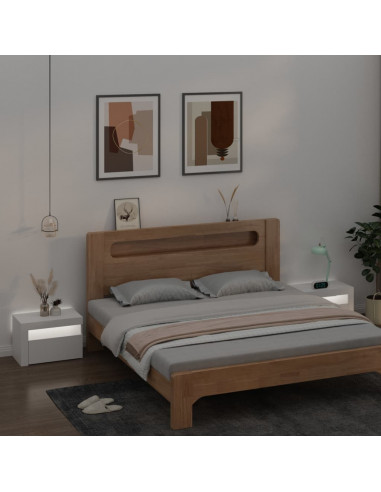 Comodini 2 pz con LED Bianchi 60x35x40 cm