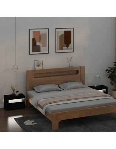 Comodini 2 pz con Luci LED Neri 60x35x40 cm