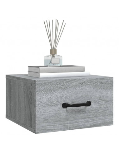 Comodino a Muro Grigio Sonoma 35x35x20 cm