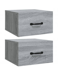 Comodini a Muro 2 pz Grigio Sonoma 35x35x20 cm 2