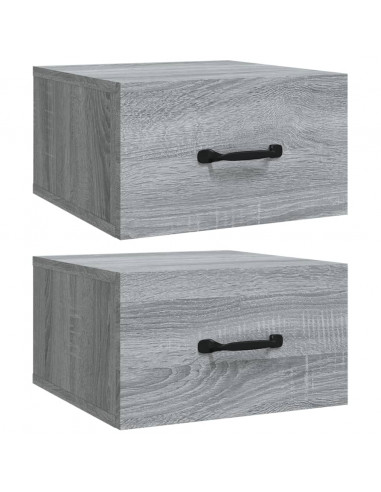 Comodini a Muro 2 pz Grigio Sonoma 35x35x20 cm
