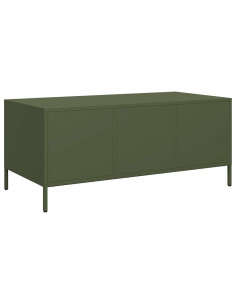 Tavolino Verde Oliva 101,5x50x43,5 cm Acciaio Laminato a Freddo 2