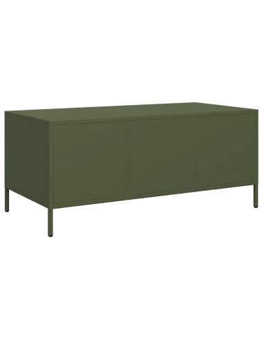 Tavolino Verde Oliva 101,5x50x43,5 cm Acciaio Laminato a Freddo