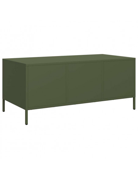 Tavolino Verde Oliva 101,5x50x43,5 cm Acciaio Laminato a Freddo