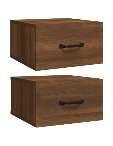 Comodini a Muro 2 pz Rovere Marrone 35x35x20 cm