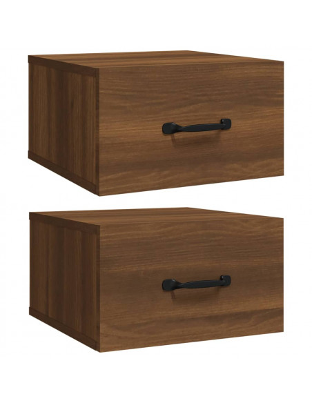 Comodini a Muro 2 pz Rovere Marrone 35x35x20 cm
