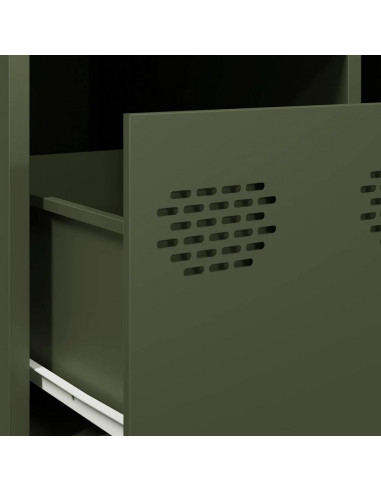Tavolino Verde Oliva 101,5x50x43,5 cm Acciaio Laminato a Freddo
