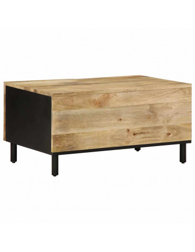 Tavolino da Salotto Nero 80x50x40cm Legno Massello Mango Grezzo