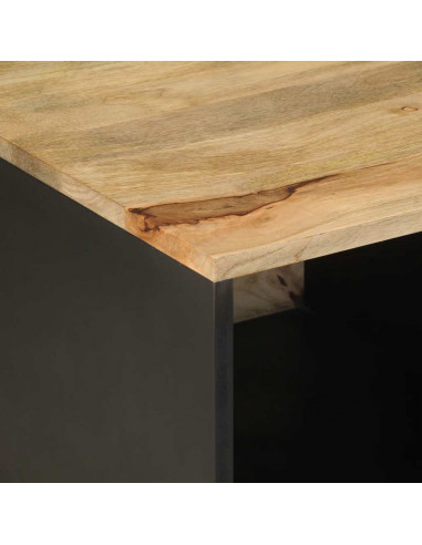 Tavolino da Salotto Nero 80x50x40cm Legno Massello Mango Grezzo