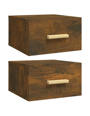 Comodini a Muro 2 pz Rovere Fumo 35x35x20 cm