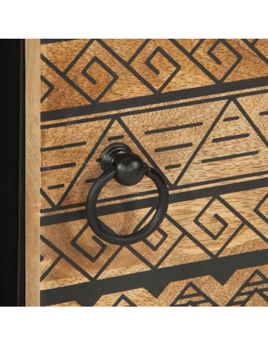 Tavolino da Salotto Nero 80x50x40cm Legno Massello Mango Grezzo