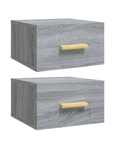 Comodini a Muro 2 pz Grigio Sonoma 35x35x20 cm