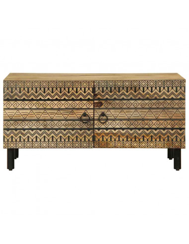 Tavolino da Salotto Nero 80x50x40cm Legno Massello Mango Grezzo