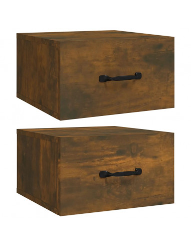 Comodini a Muro 2 pz Rovere Fumo 35x35x20 cm
