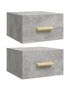 Comodini a Muro 2 pz Grigio Cemento 35x35x20 cm 2