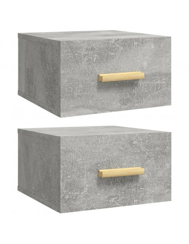 Comodini a Muro 2 pz Grigio Cemento 35x35x20 cm
