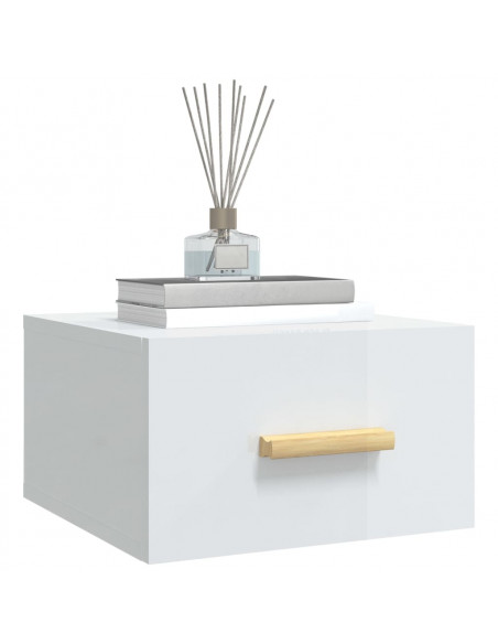 Comodini a Muro 2 pz Bianco Lucido 35x35x20 cm